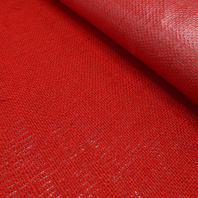 Ткань джутовая ламинированная шир.135см, цв.красный