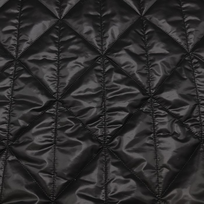 Ткань курточная стеганая шир.130см, цв.черный стежка треугольники в полосе