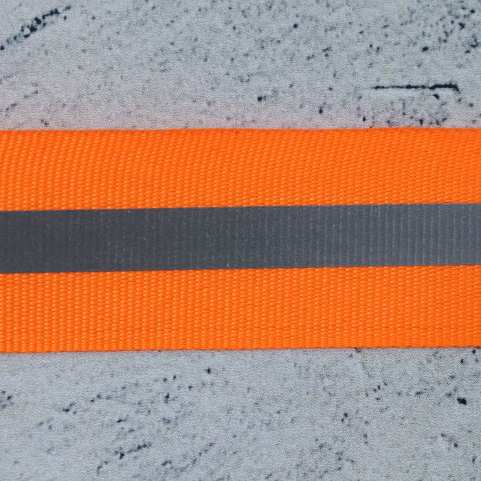 Лента светоотражающая ширина 5 см, цв.серый на оранжевом репсе