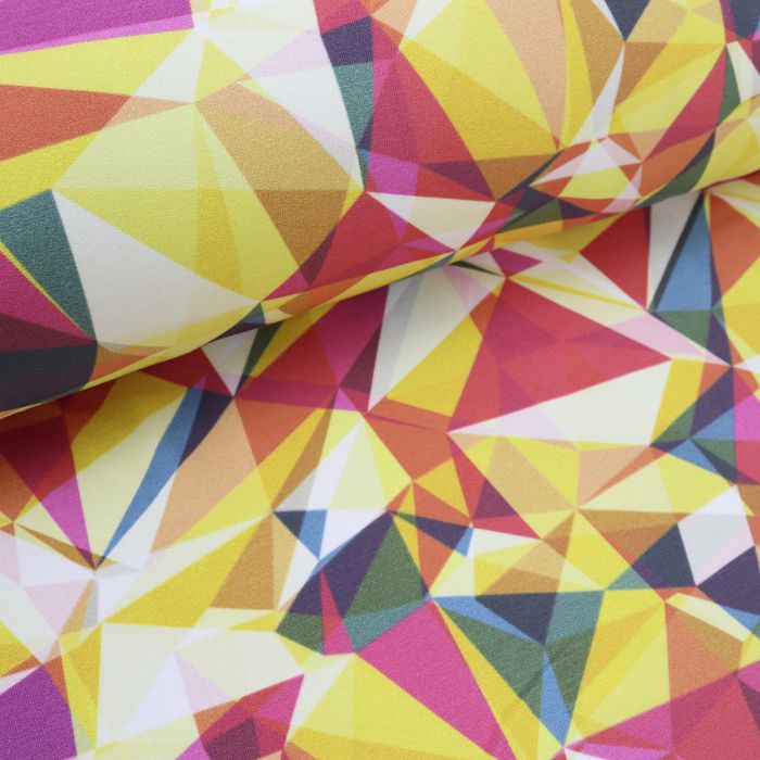 Футер 2-хнитка петля качество пенье шир.180см, Разноцветные треугольники 3-д
