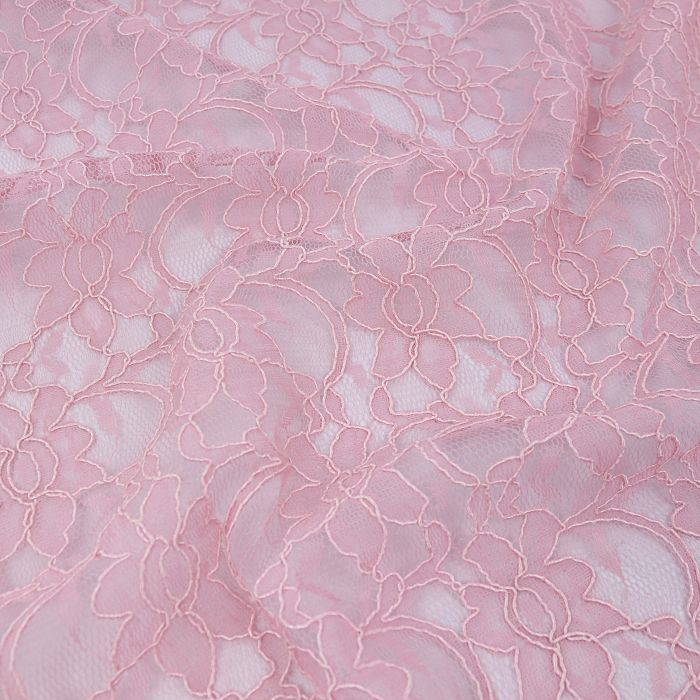 Кружевное полотно UNGARO шир.140см, цв.грязно-розовый