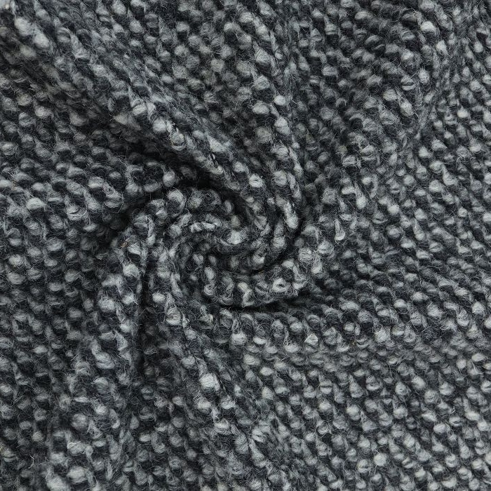 Ткань пальтовая "БУКЛЕ" шир.150см, цв.серо-черный