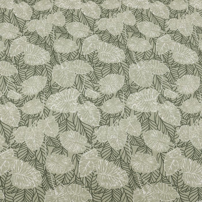 Ткань декоративная  с тефлоновой пропиткой шир.180см мелкие листья на зеленом
