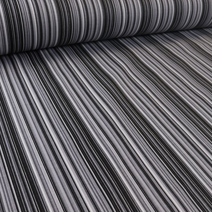 Ткань декоративная  с тефлоновой пропиткой шир.180см черно-серые полоски