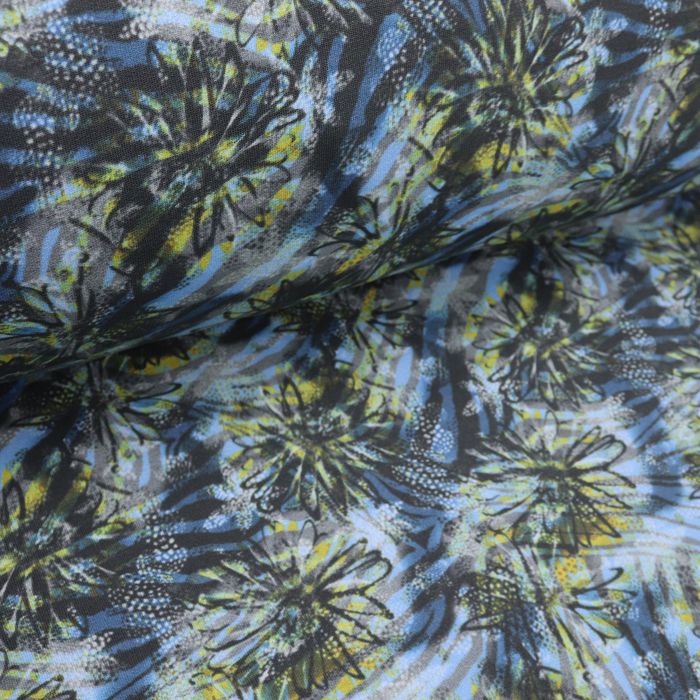 Футер 2-хнитка петля качество пенье шир.180см, Абстрактные цветы