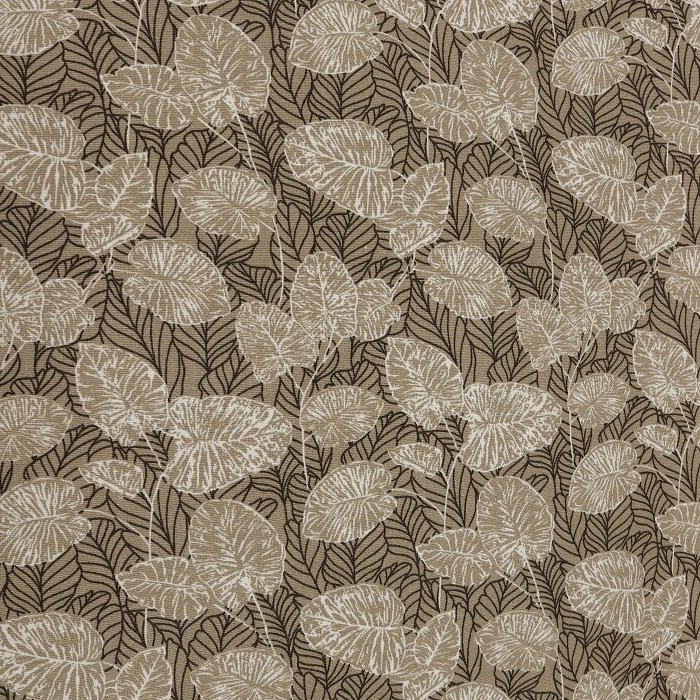 Ткань декоративная  с тефлоновой пропиткой шир.180см мелкие листья на коричневом