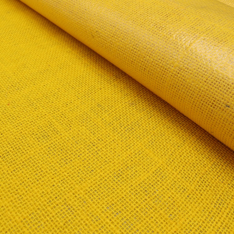 Ткань джутовая ламинированная шир.135см, цв.желтый