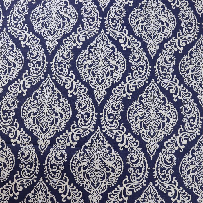 Ткань декоративная  с тефлоновой пропиткой шир.180см белый вензель на синем 