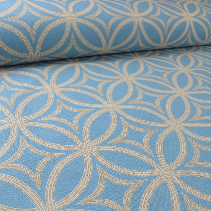 Ткань декоративная  с тефлоновой пропиткой шир.180см голубой орнамент