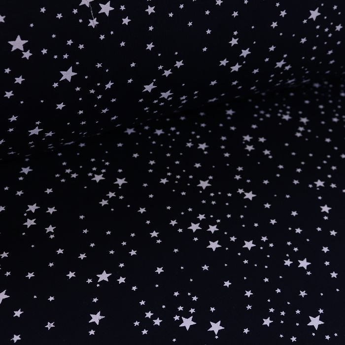 Футер 2-х нитка петля качество пенье, шир.180см, белые звезды на т.синем