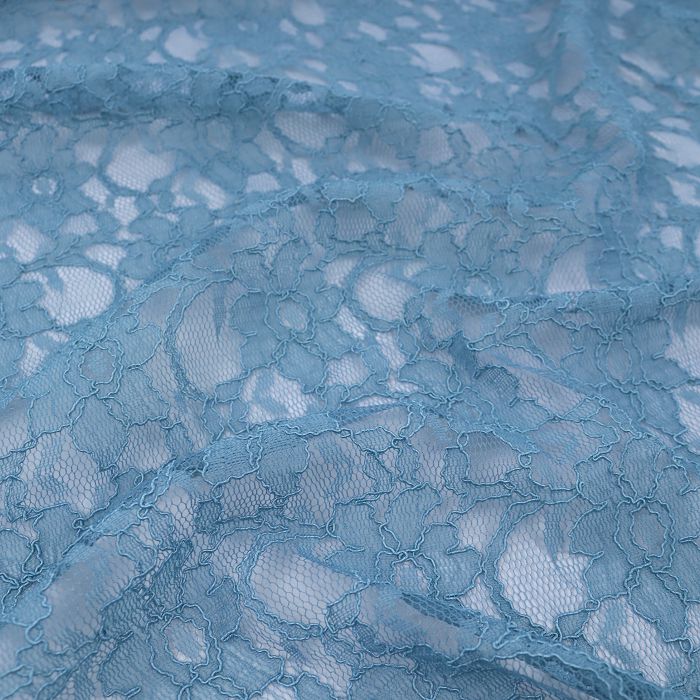 Кружевное полотно UNGARO шир.140см, цв.серо-голубой