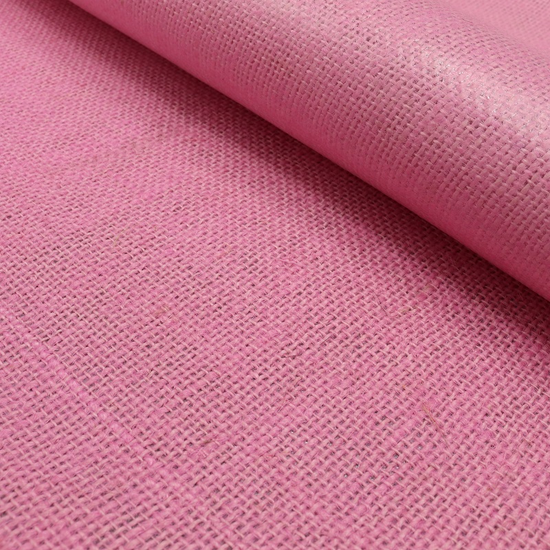 Ткань джутовая ламинированная шир.135см, цв.розовый